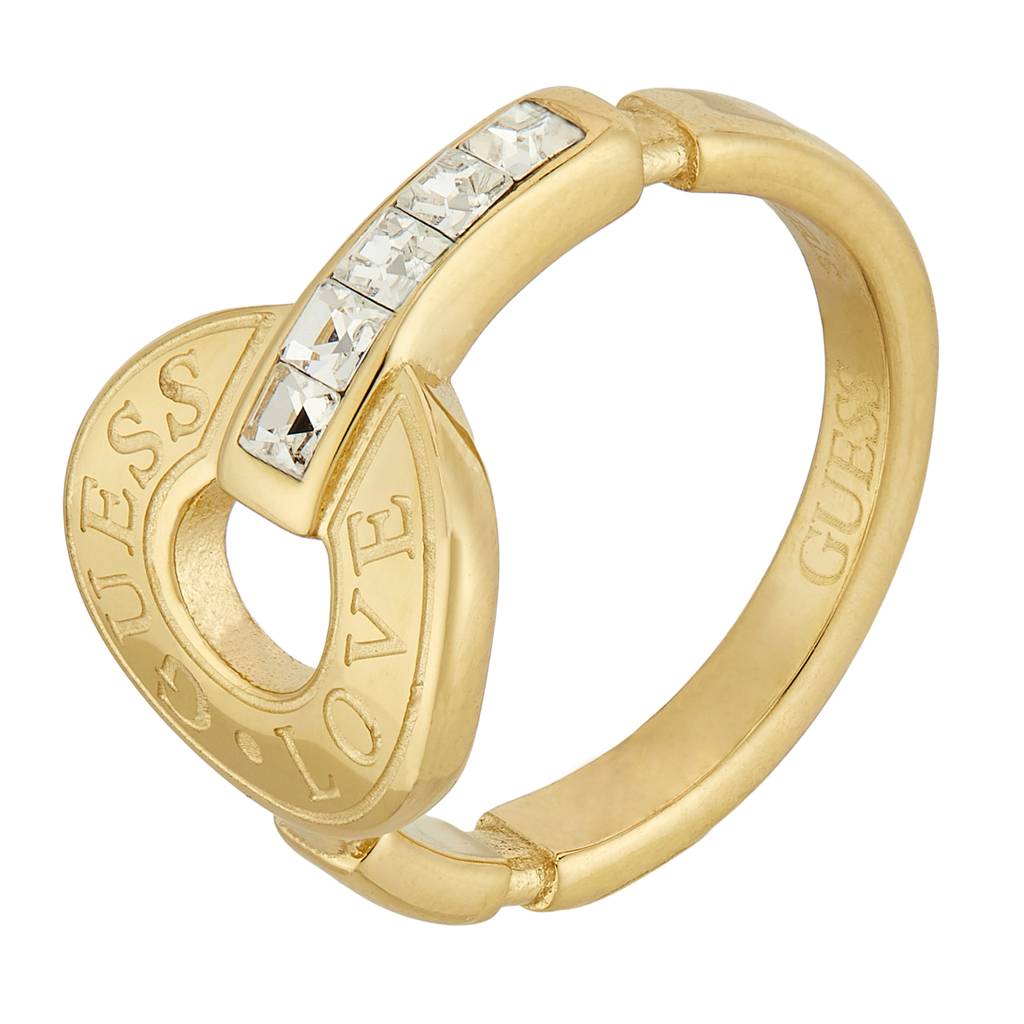 Guess Love Gold-Plated Stainless Steel Ring For Women (Size - 54) : UBR04079YG54