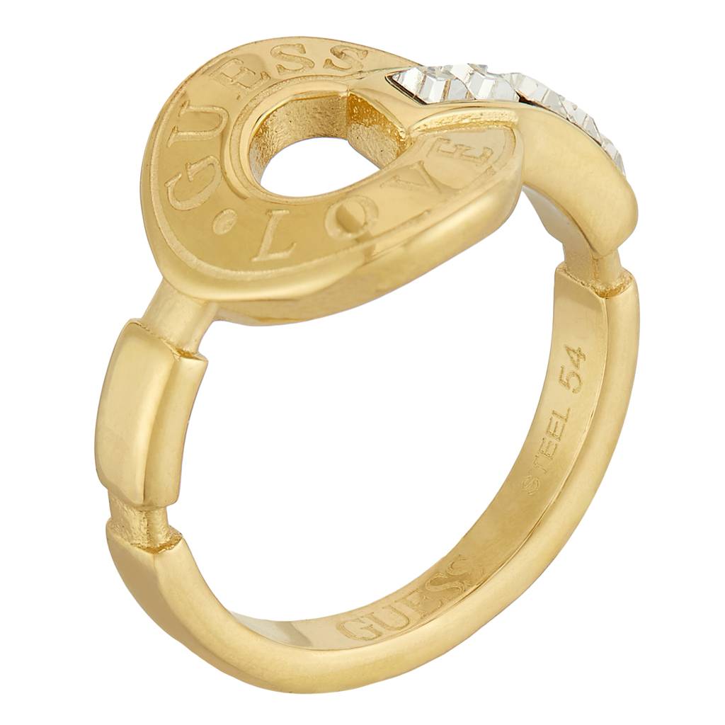 Guess Love Gold-Plated Stainless Steel Ring For Women (Size - 54) : UBR04079YG54