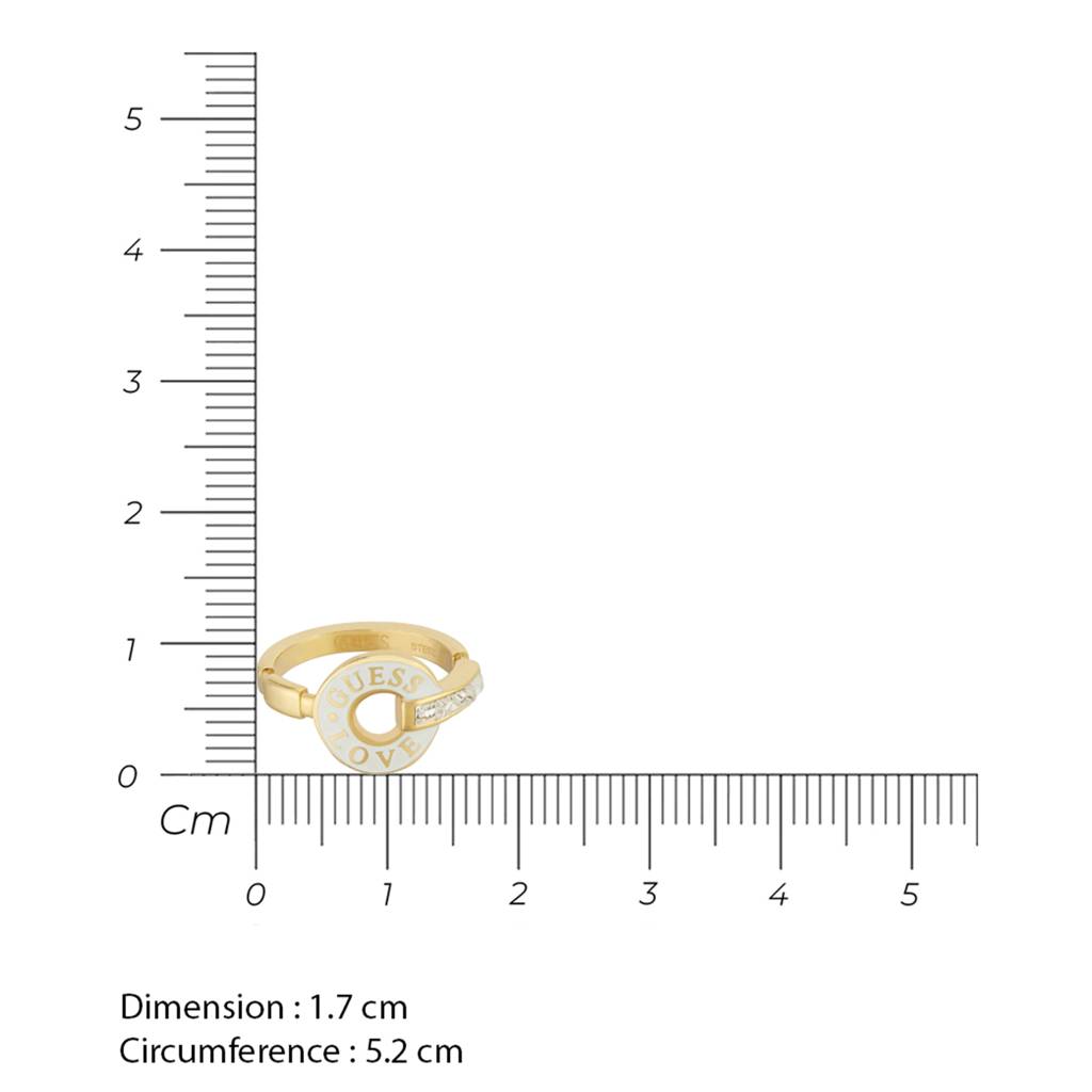 Guess Love Gold & White Stainless Steel Ring For Women : UBR04079YGWH54