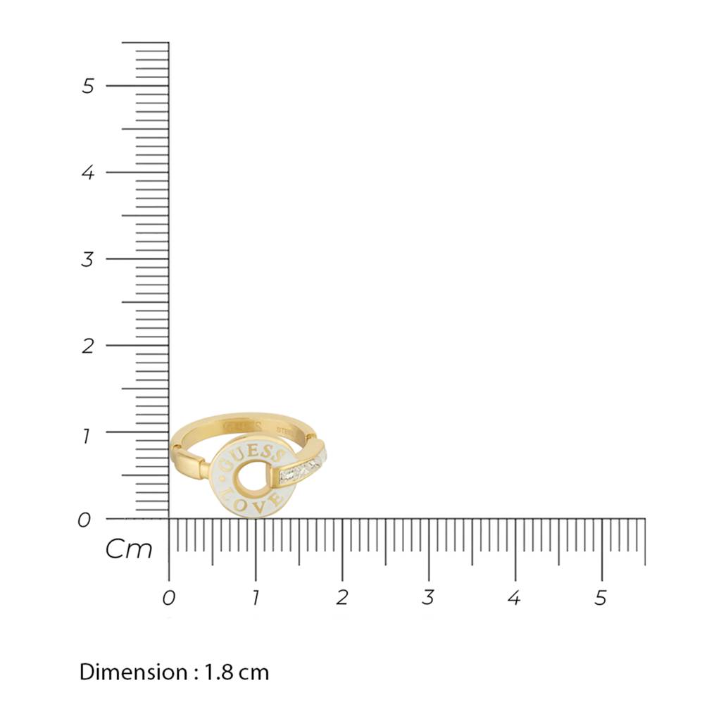 Guess Love Gold & White Stainless Steel Ring For Women : UBR04079YGWH56