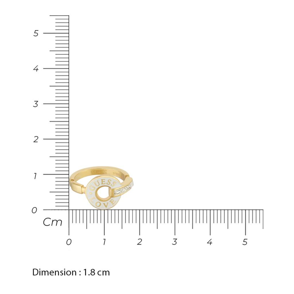 Guess Love Gold & White Stainless Steel Ring For Women : UBR04079YGWH58