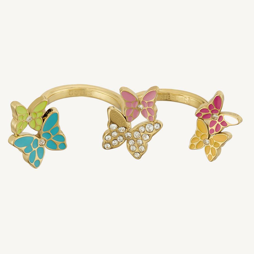 Guess Chrysalis Gold-Plated Stainless Steel Ring For Women : UBR04094YGMC54