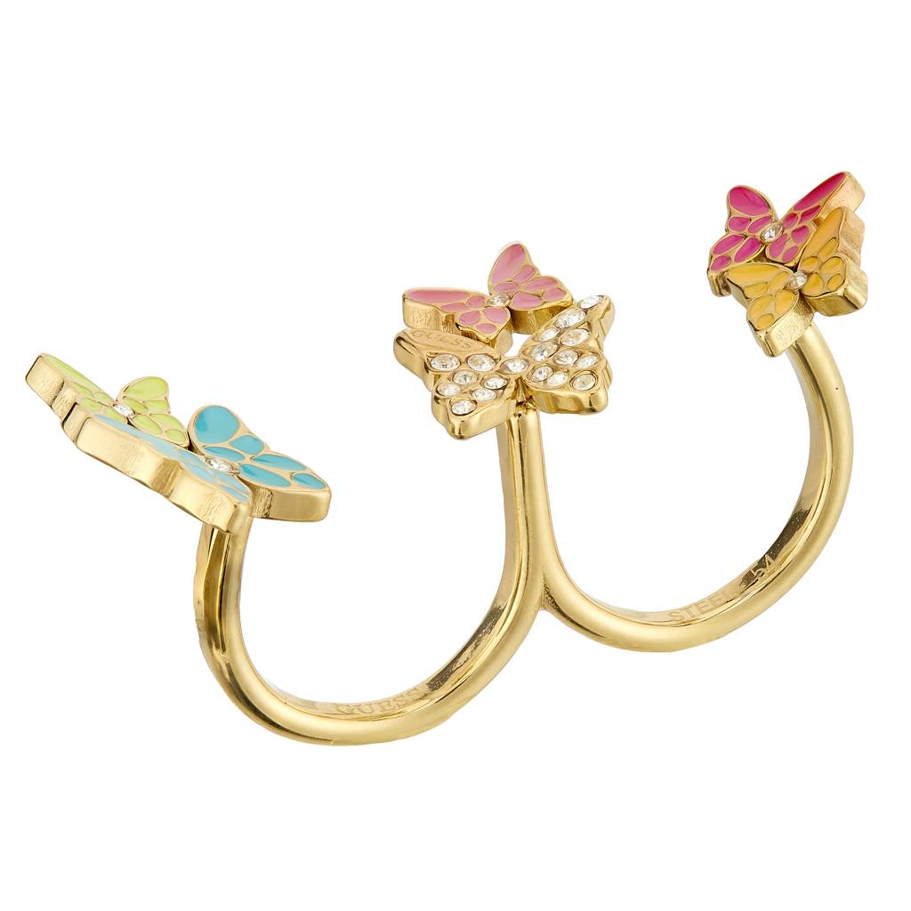 Guess Chrysalis Gold-Plated Stainless Steel Ring For Women : UBR04094YGMC54