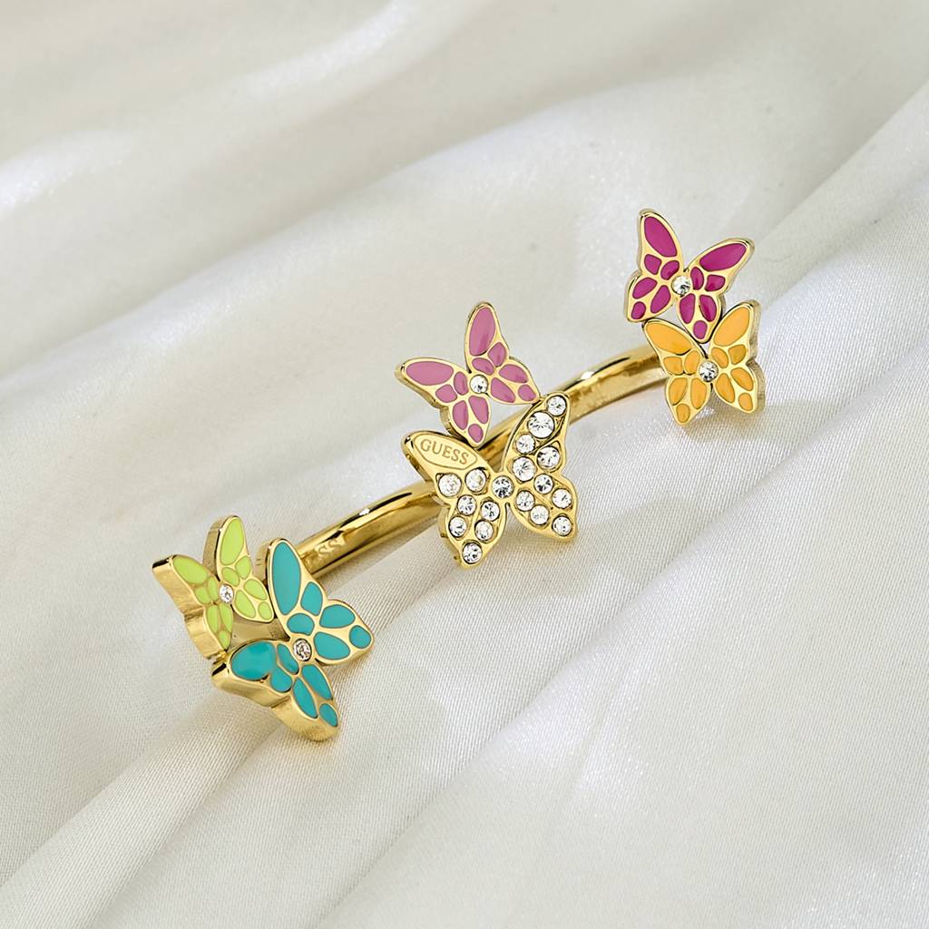 Guess Chrysalis Gold-Plated Stainless Steel Ring For Women : UBR04094YGMC56