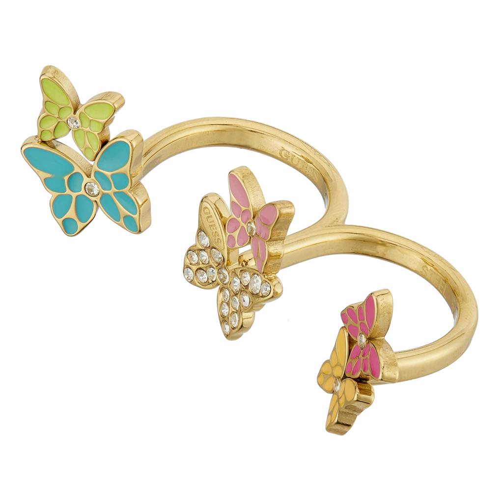 Guess Chrysalis Gold-Plated Stainless Steel Ring For Women : UBR04094YGMC56