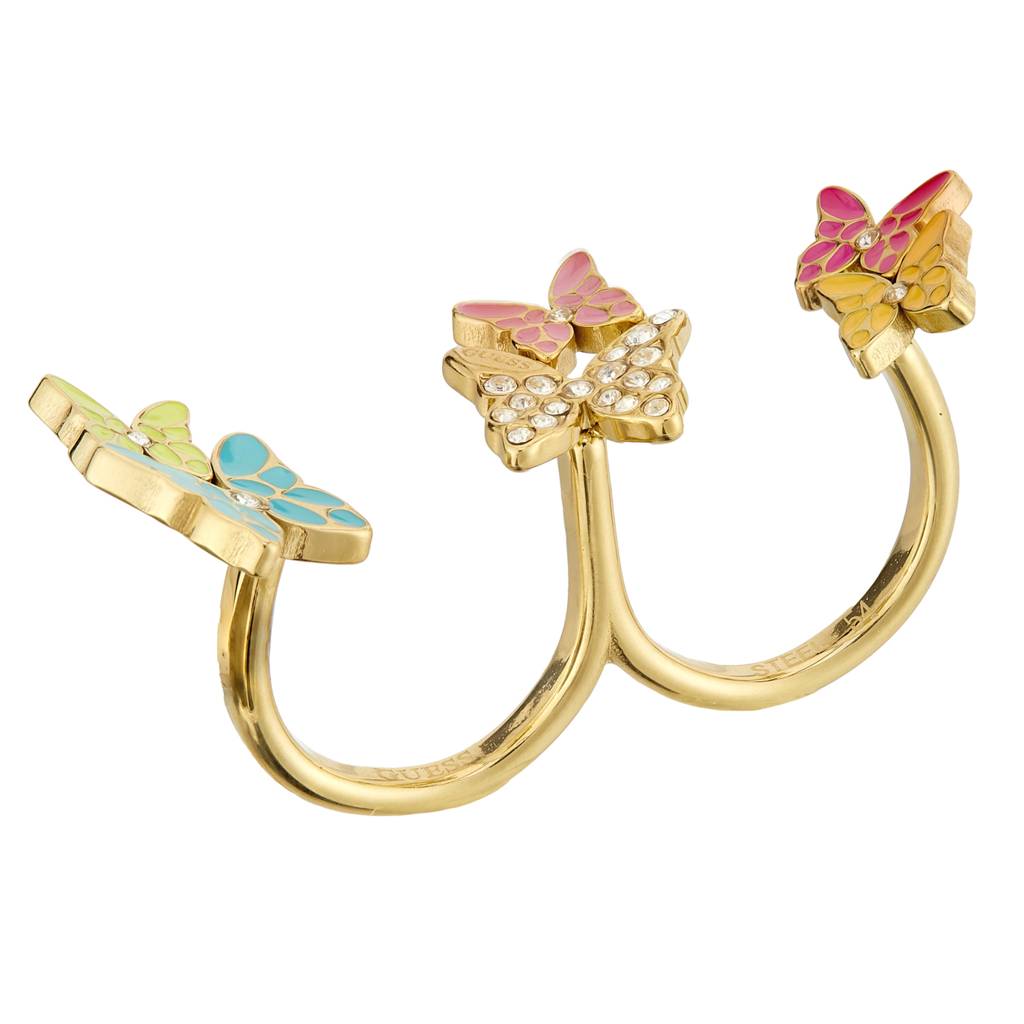 Guess Chrysalis Gold-Plated Stainless Steel Ring For Women : UBR04094YGMC56