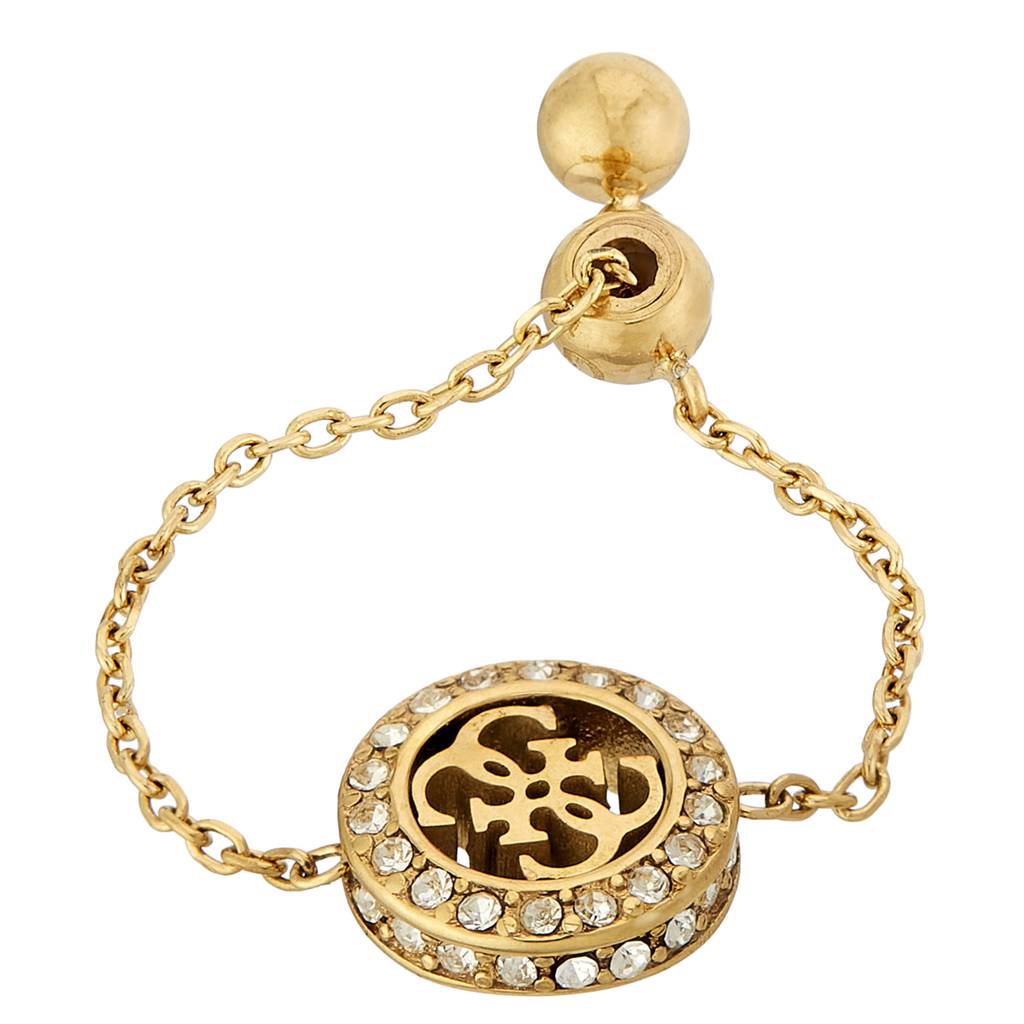 Guess 4G Crush Gold-Plated Stainless Steel Ring For Women : UBR04158YG
