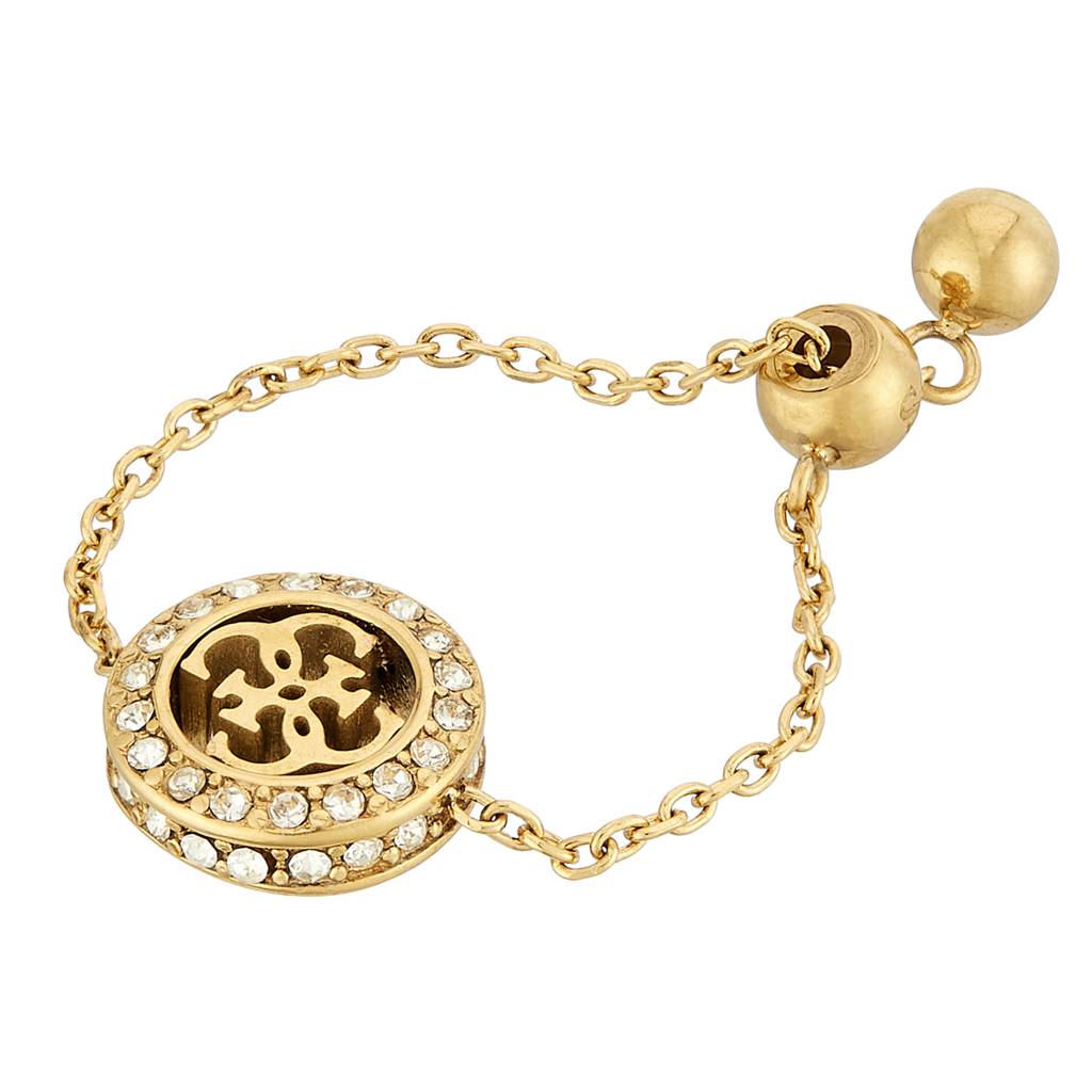 Guess 4G Crush Gold-Plated Stainless Steel Ring For Women : UBR04158YG