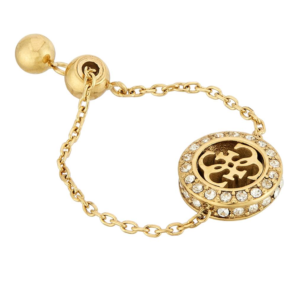Guess 4G Crush Gold-Plated Stainless Steel Ring For Women : UBR04158YG