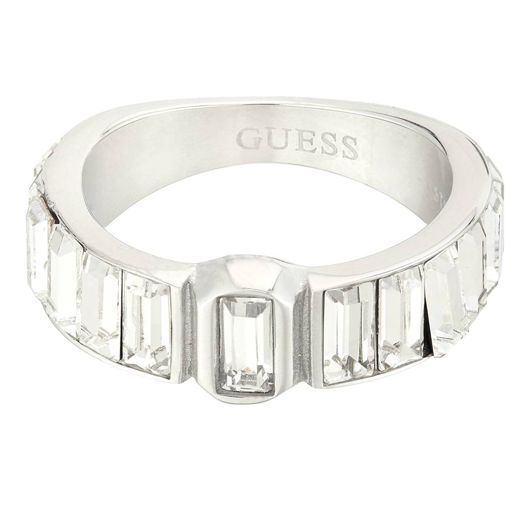 Guess Hashtag Silver-Plated Stainless Steel Ring For Women : UBR04254RH54