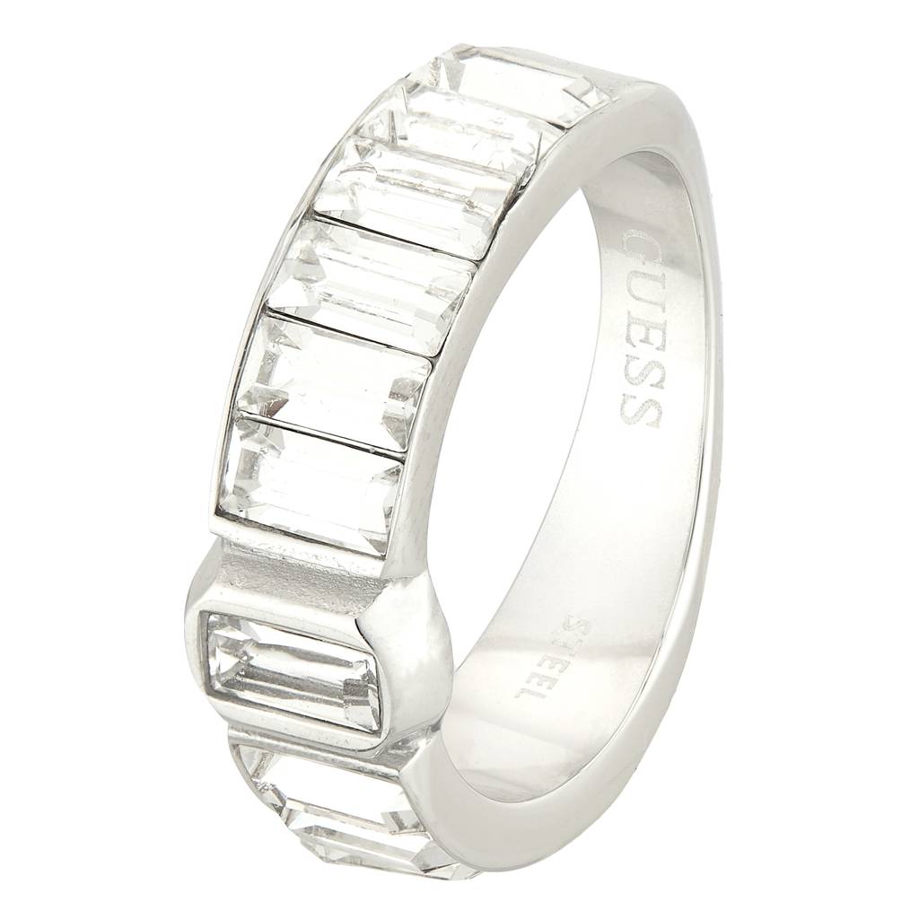 Guess Hashtag Silver-Plated Stainless Steel Ring For Women : UBR04254RH54