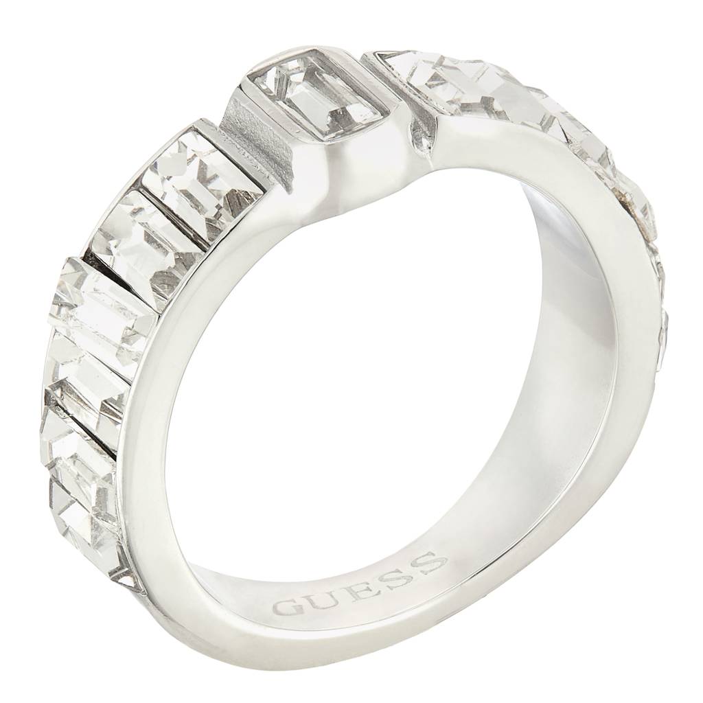 Guess Hashtag Silver-Plated Stainless Steel Ring For Women : UBR04254RH54