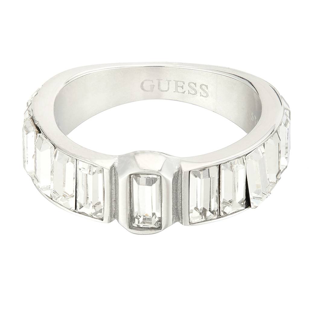 Guess Hashtag Silver-Plated Stainless Steel Ring For Women : UBR04254RH58