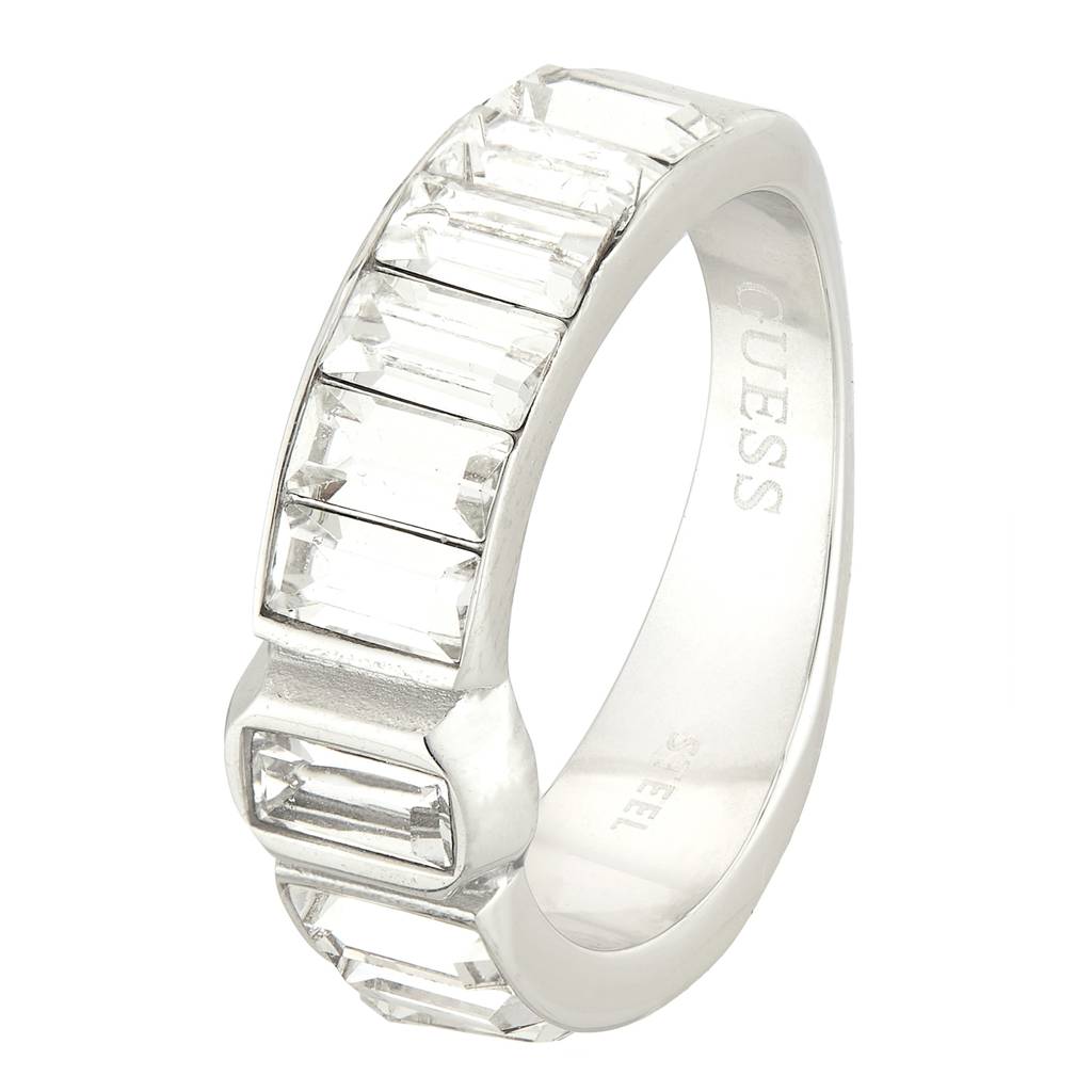 Guess Hashtag Silver-Plated Stainless Steel Ring For Women : UBR04254RH58