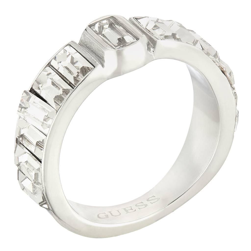 Guess Hashtag Silver-Plated Stainless Steel Ring For Women : UBR04254RH58
