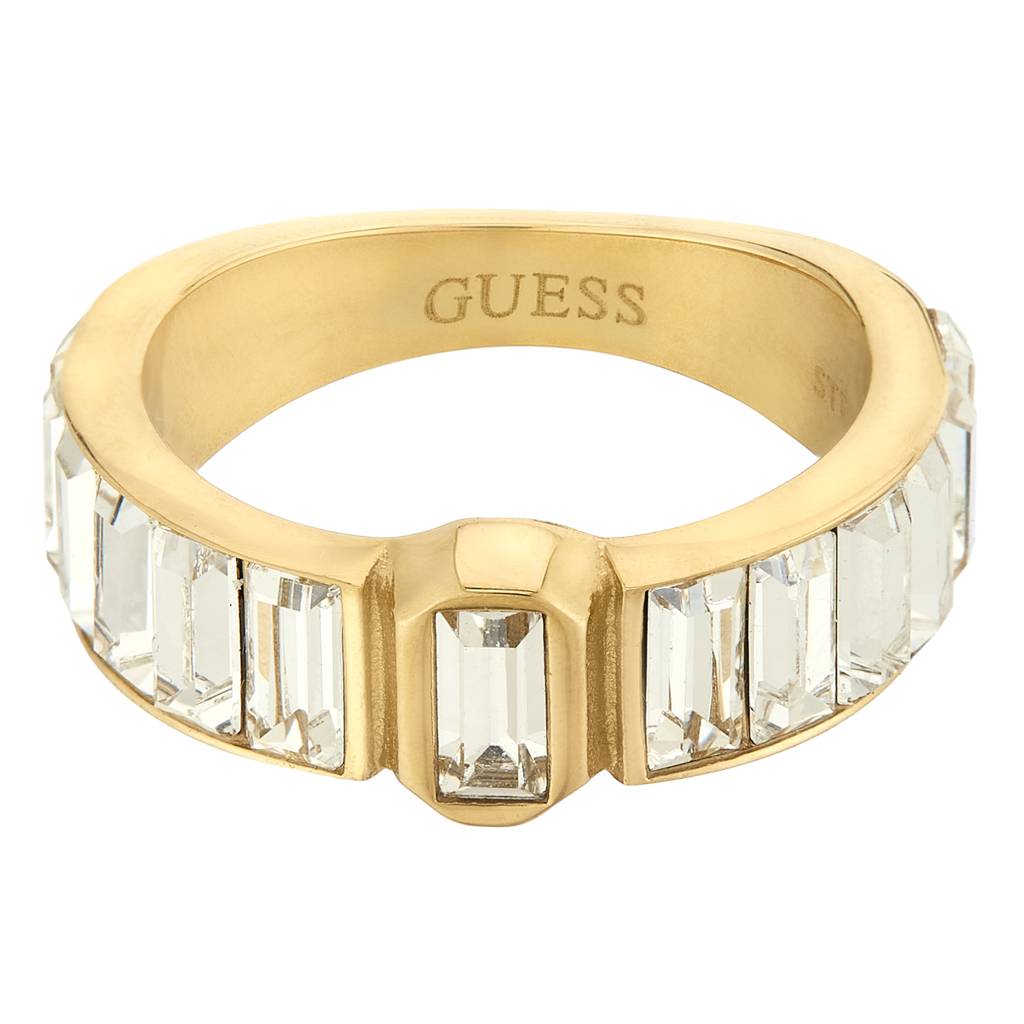 Guess Hashtag Gold-Plated Stainless Steel Ring For Women : UBR04254YG54