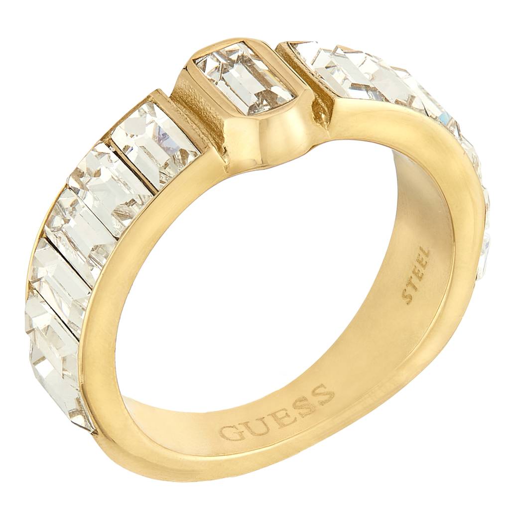 Guess Hashtag Gold-Plated Stainless Steel Ring For Women : UBR04254YG54