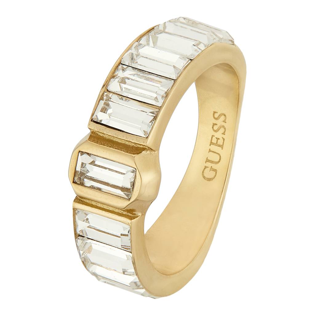 Guess Hashtag Gold-Plated Stainless Steel Ring For Women : UBR04254YG58