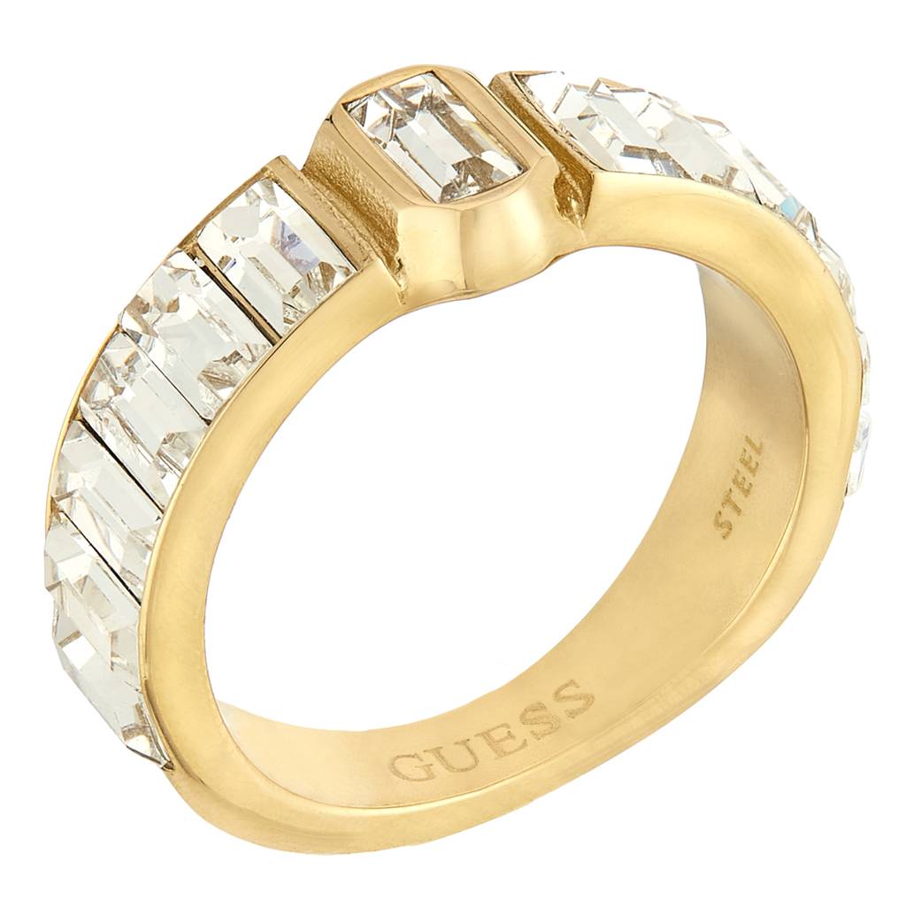 Guess Hashtag Gold-Plated Stainless Steel Ring For Women : UBR04254YG58