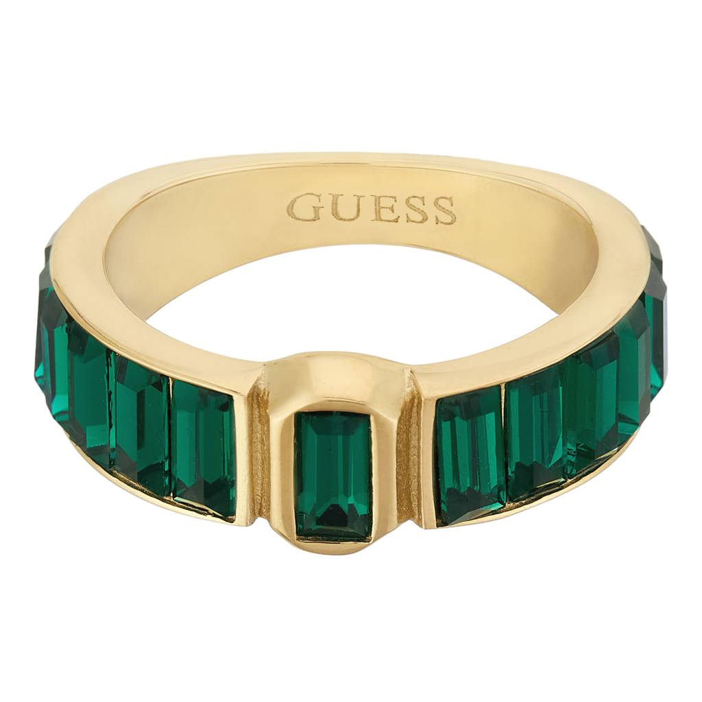 Guess Hashtag Gold-Plated Stainless Steel Gemstone Ring For Women : UBR04254YGEM54