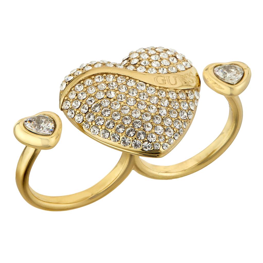 Guess In My Heart Gold-Plated Stainless Steel Ring For Women : UBR04489YG54