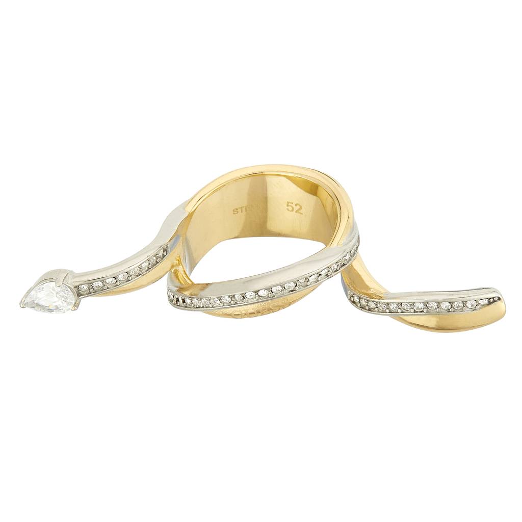 Guess Twist Gold-Plated Stainless Steel Ring For Women : UBR05064YGRH52