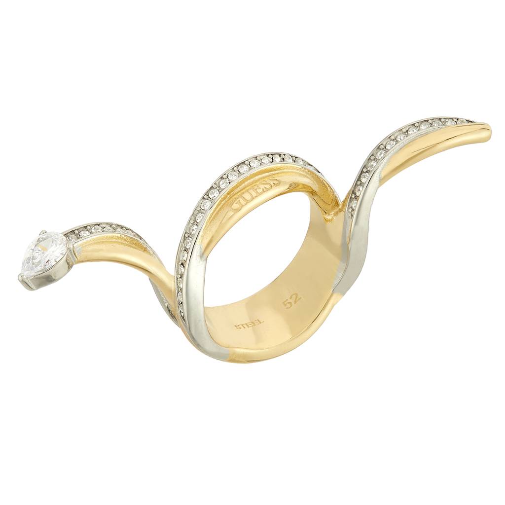 Guess Twist Gold-Plated Stainless Steel Ring For Women : UBR05064YGRH52