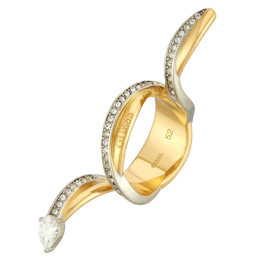 Guess Twist Gold-Plated Stainless Steel Ring For Women : UBR05064YGRH52