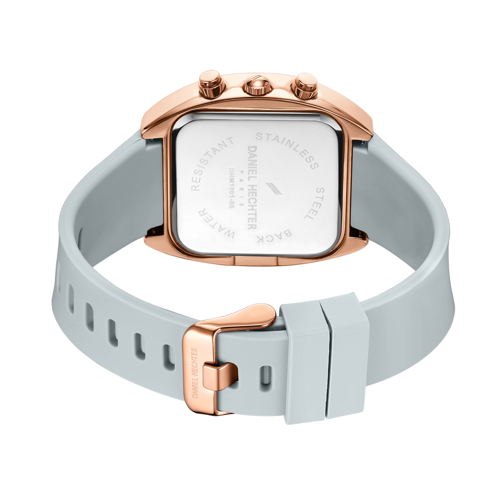 Daniel Hechter Paris Bercy Collection Modern Multi Functional Watch For Men With Square Dial And Silicon Band-Dhm : DHM1001-05