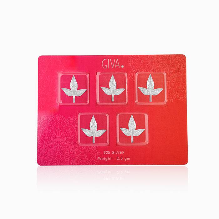 Pure Silver Bel Patra Pack Of Five : UT023