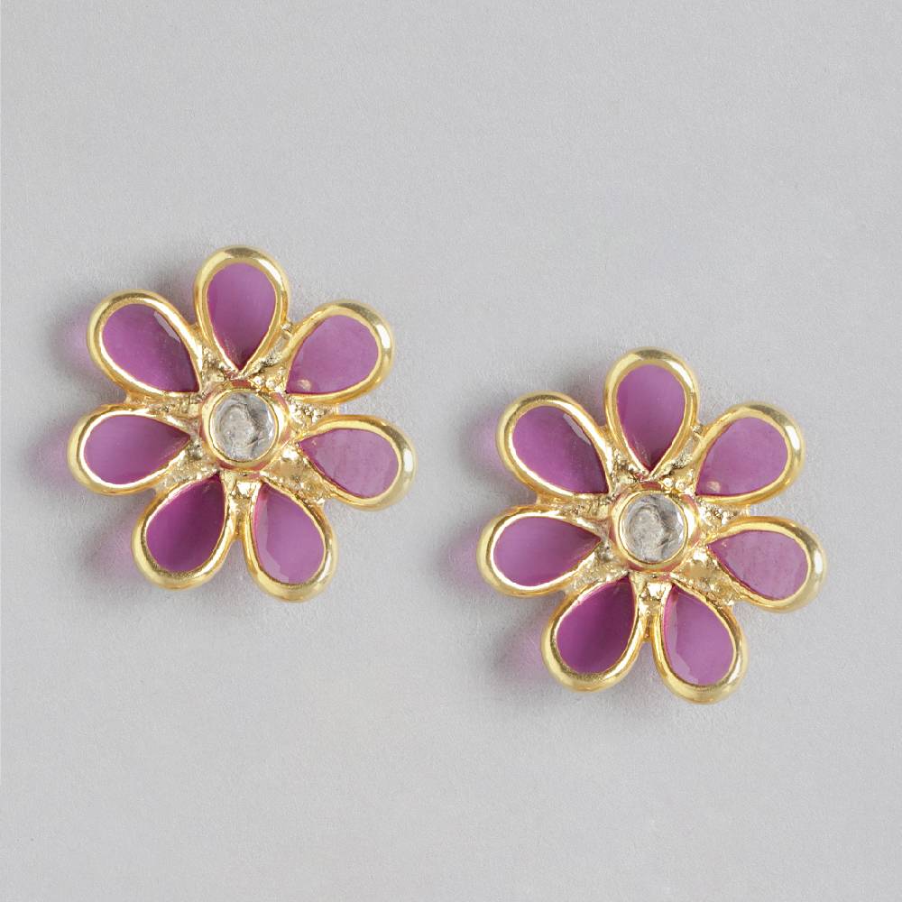92.5 Silver Red Hydro Flower Stud Earrings : 92.5 Silver Red Hydro Flower Stud Earrings : 92.5 Silver Red Hydro Flower S