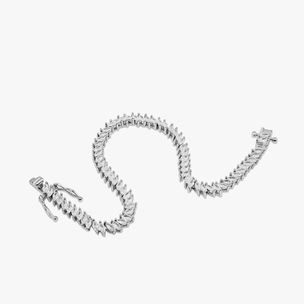 Sterling Silver Slanting Tennis Bracelet : BG012-SterlingSilverSlantingTennisBracelet