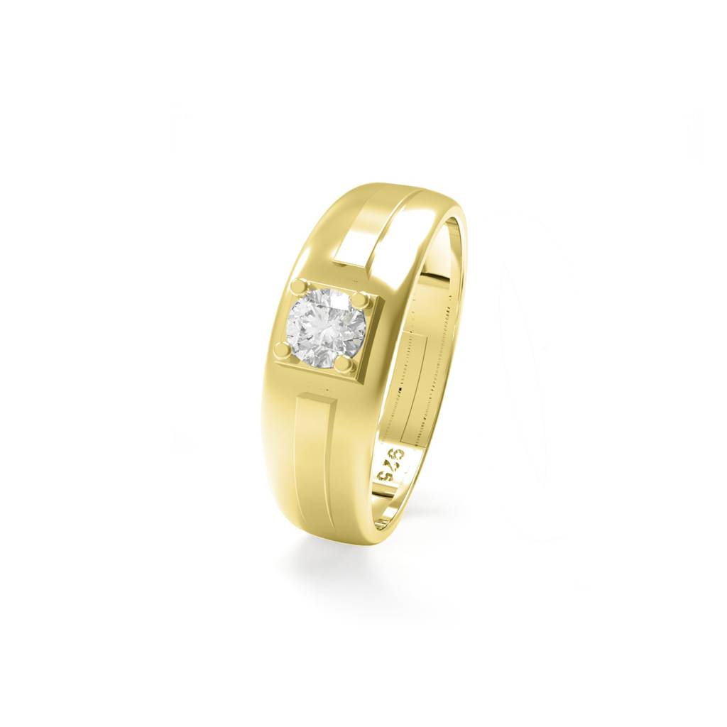 Golden Solitaire Prince Band Ring : ZLCPLR-1009-MY