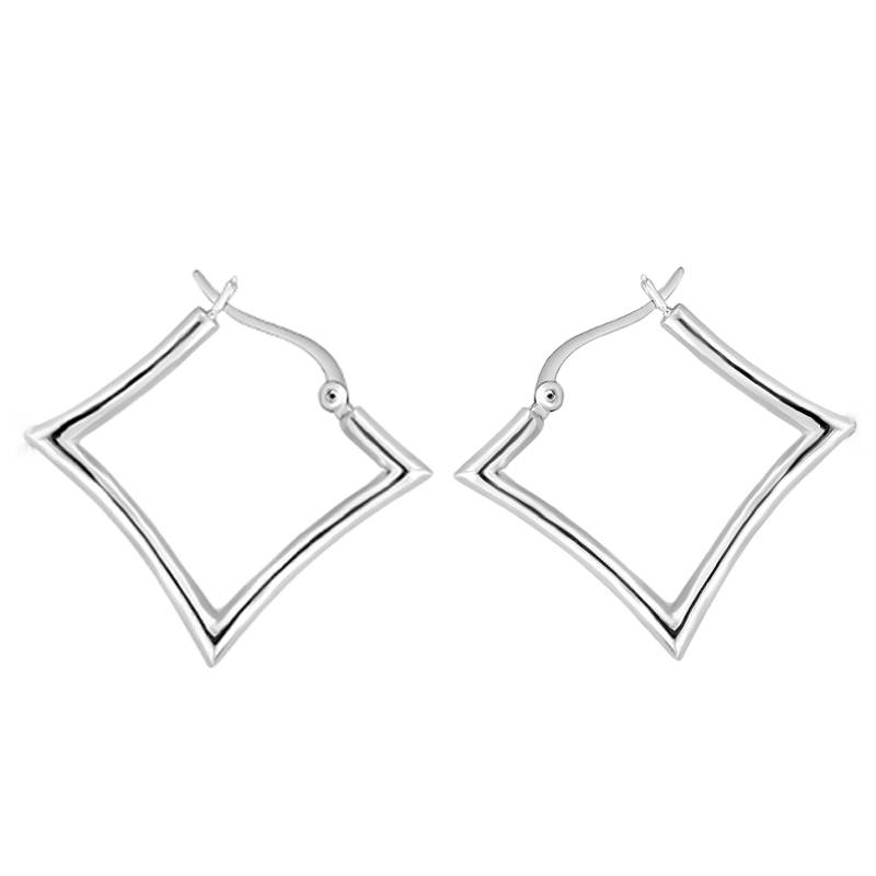 925 Sterling Silver Geometric Square Hoops Earrings | Modern Earrings : TWP1176