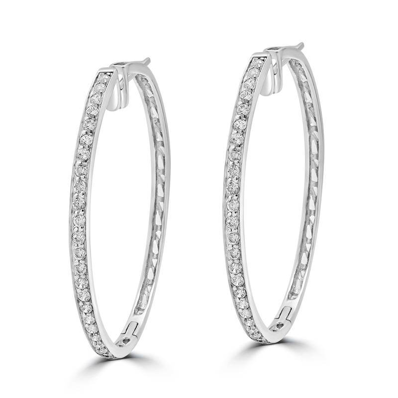 925 Sterling Silver Classic Inside Out Hoop Earrings | Silver Round Hoops : TWP1174