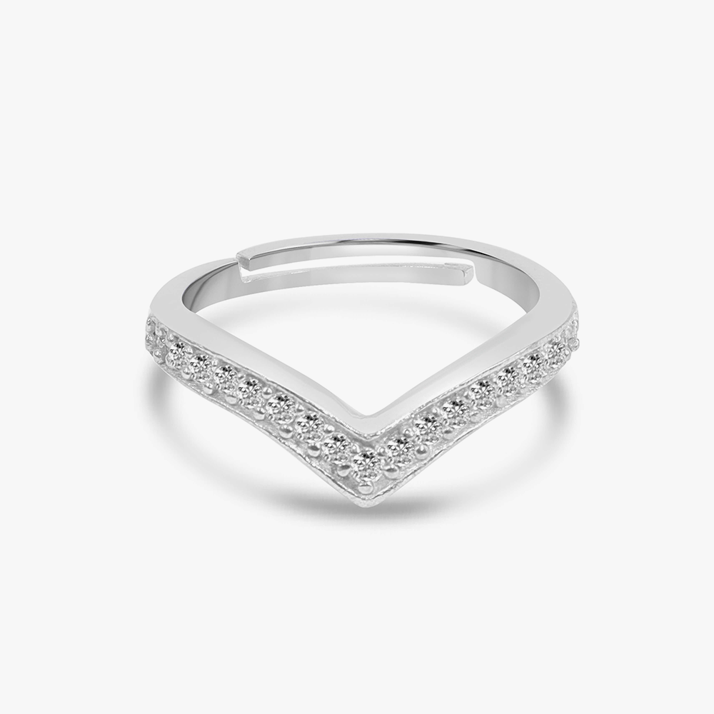Single Line Crown Silver Adjustable Ring : RG024