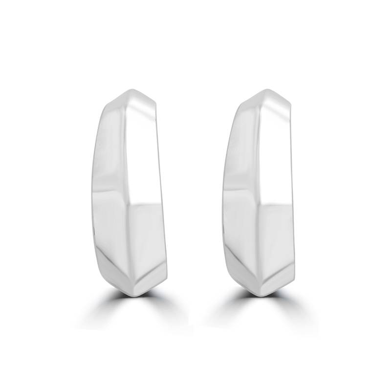 Crescent Moon Hoop Silver Earrings In Sterling Silver 925 | Minimalist Jewelry : TWP1175