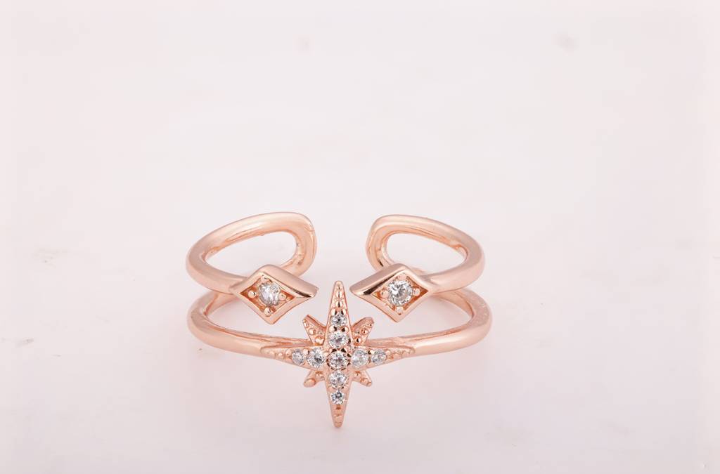 GIVA 925 Sterling Silver Rose Gold Celestial Love Ring