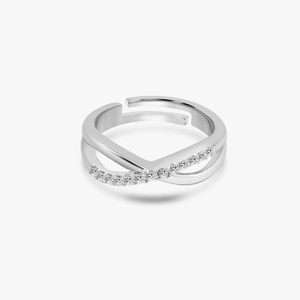Twisted Single Line Zircon Adjustable Ring : RG026