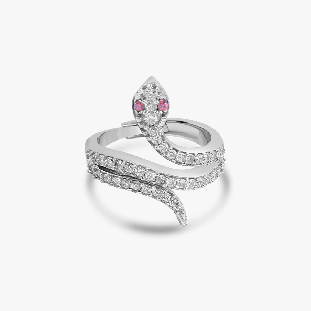 Bold Snake Silver Adjustable Ring : RG027