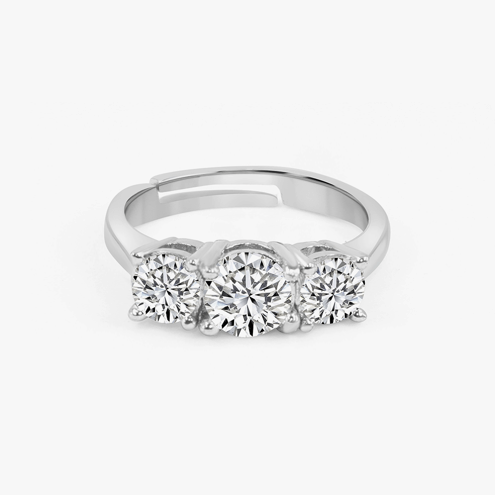 Triple Zircon Engagement Adjustable Ring : RG028