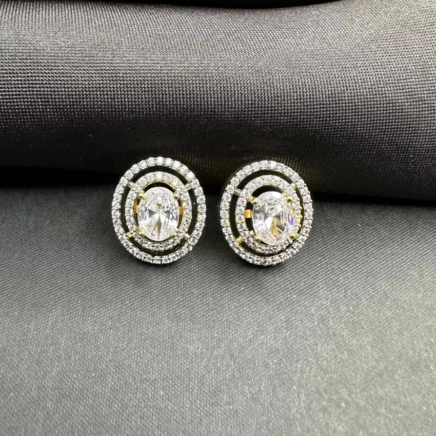 American Diamond Earrings Cz Studs : SG-15-ST-W