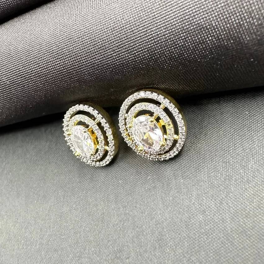 American Diamond Earrings Cz Studs : SG-15-ST-W