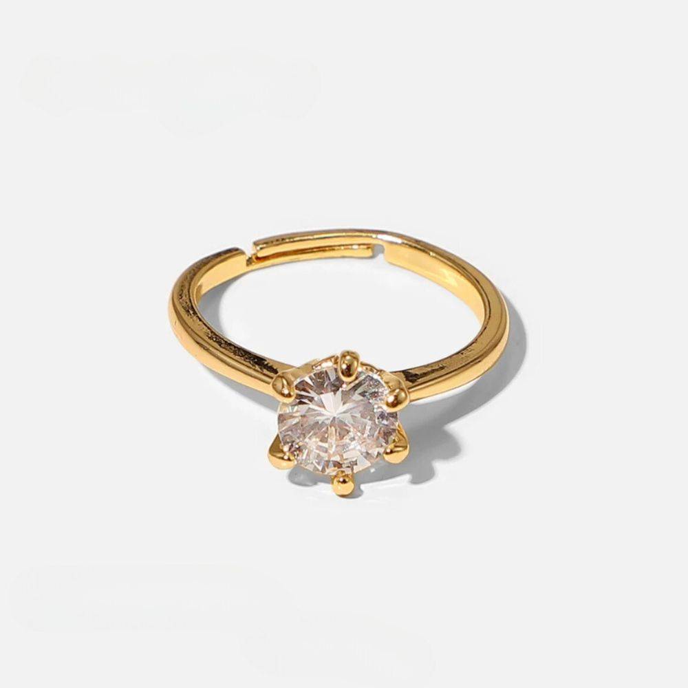 18Kt Gold Plated Cubic Zirconia Paved Solitaire Ring, Orion : INORION