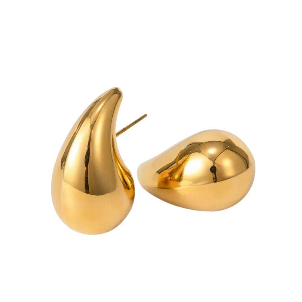 18Kt Gold Plated Statement Waterdrop Stud Earrings, Teardrop : INTEARDROP
