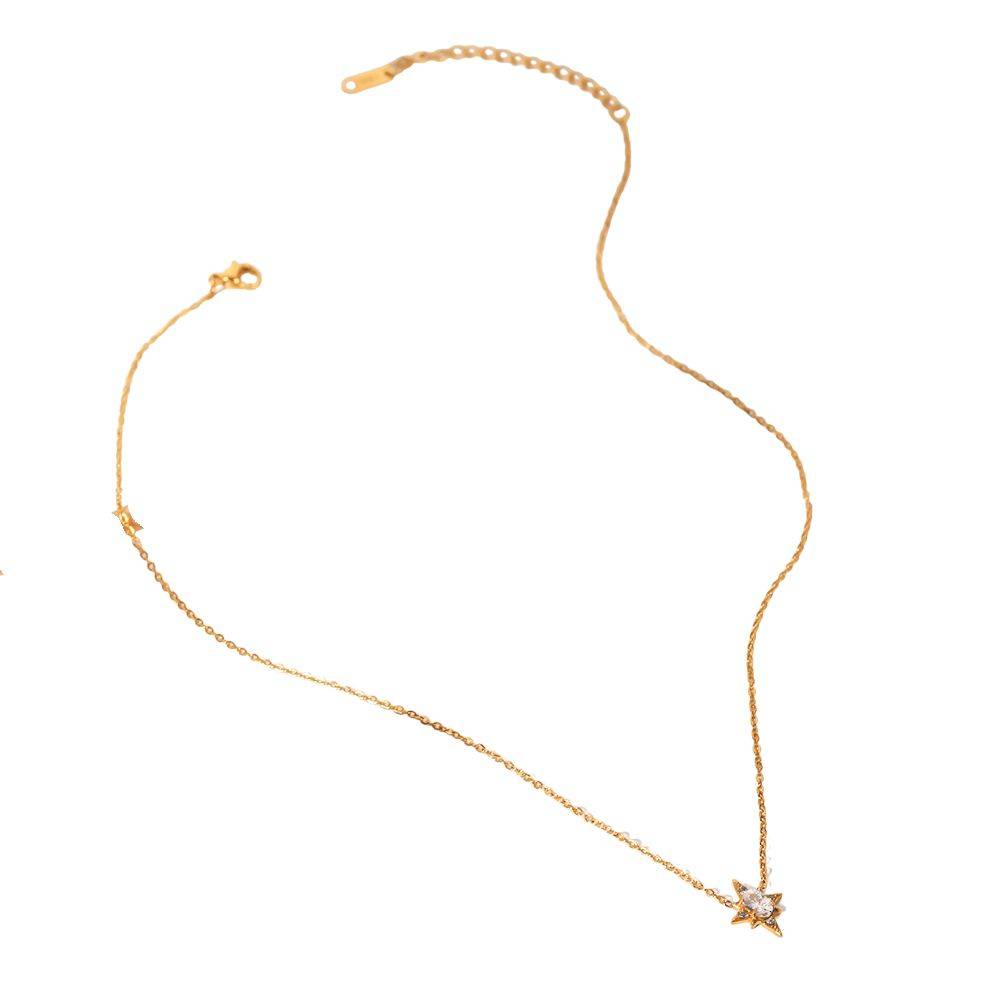 18Kt Gold Plated Octogonal Star Pendant Neckalce, Celest : INCELEST