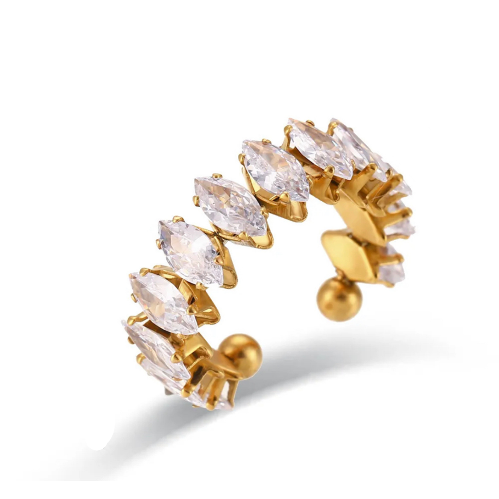 Adjustable White Crystal Ring, Victoria