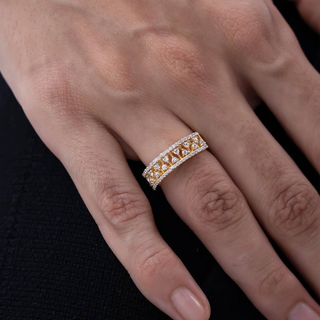 18K Gold Vermeil Geometric Openwork Band : KRW0029-Gold-5