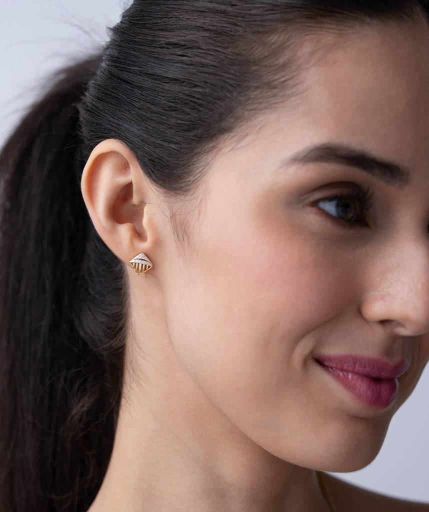 18K Gold Vermeil Radiance Textured Studs : KES0031-Gold