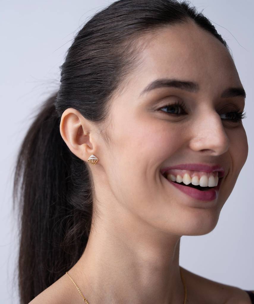 18K Gold Vermeil Radiance Textured Studs : KES0031-Gold